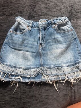 Forever 21 Light Blue Denim Girls' Mini Skirt with Frayed Hem